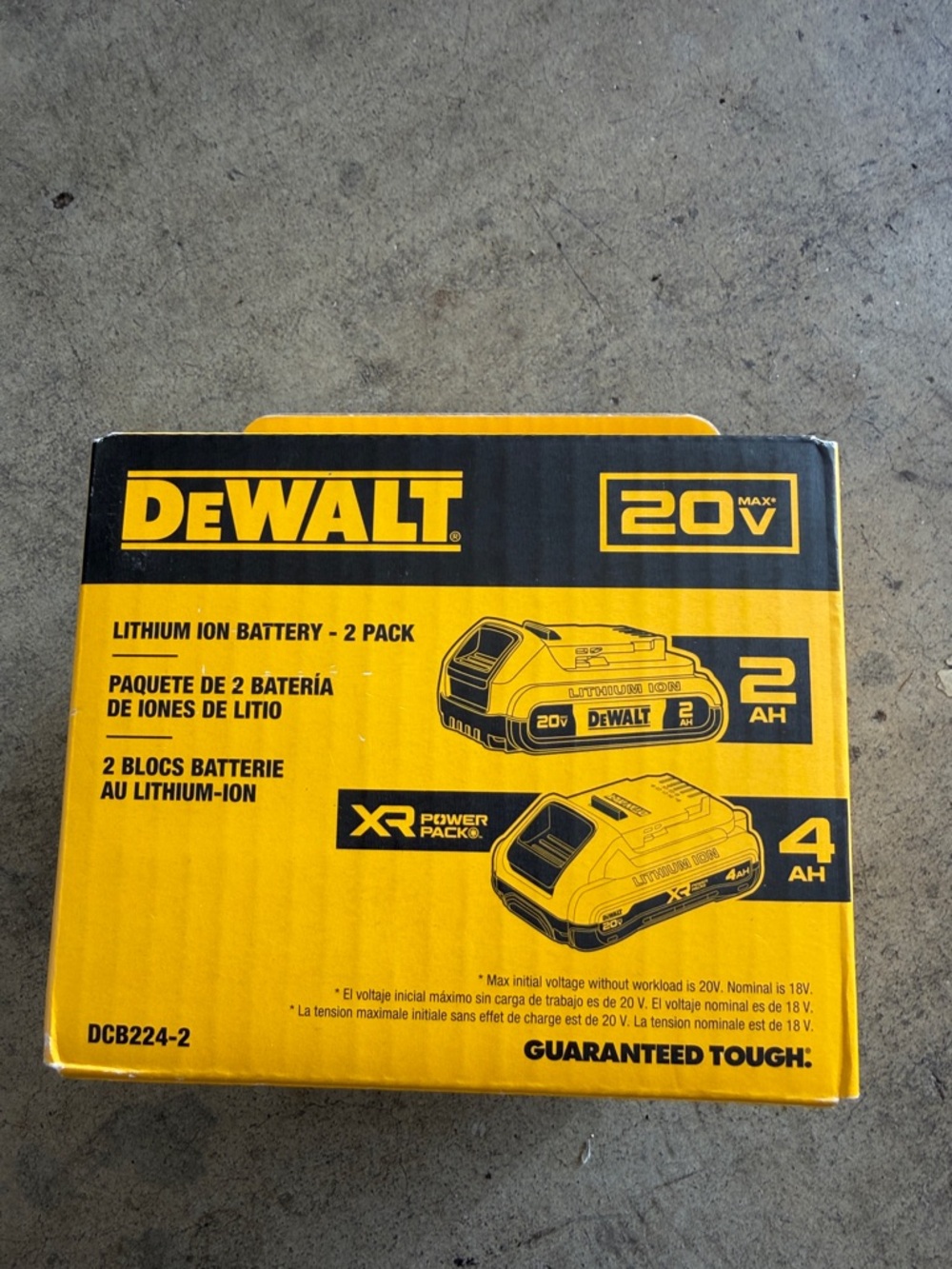 DEWALT 20V MAX Lithium-Ion Battery 2-Pack (2Ah + 4Ah) - Yellow/Black